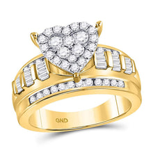  10k Yellow Gold Round Diamond Heart Cluster Bridal Wedding Engagement Ring 1 Cttw