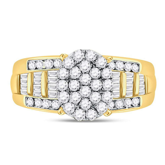 10k Yellow Gold Round Diamond Oval Bridal Wedding Engagement Ring 1 Cttw