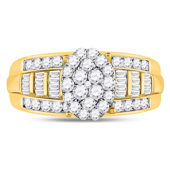 10k Yellow Gold Diamond Oval Cluster Bridal Wedding Engagement Ring 1 Cttw
