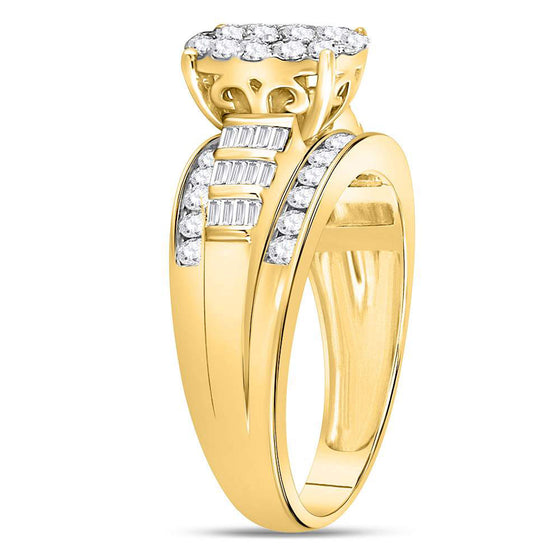 10k Yellow Gold Diamond Oval Cluster Bridal Wedding Engagement Ring 1 Cttw