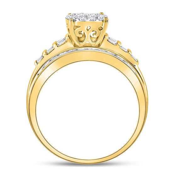 10k Yellow Gold Diamond Oval Cluster Bridal Wedding Engagement Ring 1 Cttw
