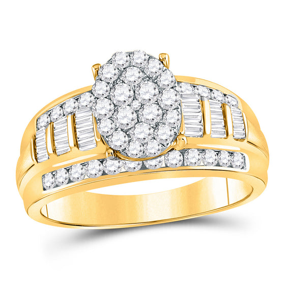 10k Yellow Gold Diamond Oval Cluster Bridal Wedding Engagement Ring 1 Cttw