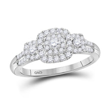  10k White Gold Round Diamond Cluster Bridal Wedding Engagement Ring 1/2 Cttw