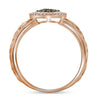 10k Rose Gold Womens Round Brown Diamond Heart Ring 1/4 Cttw