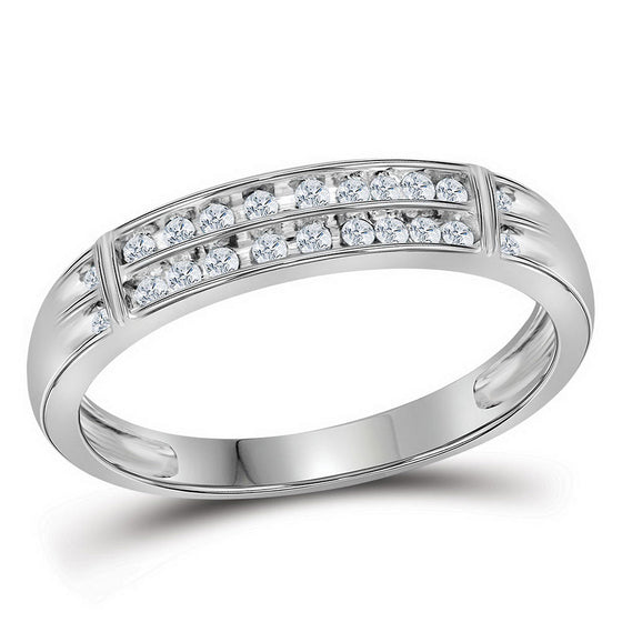 10k White Gold His Hers Round Diamond Cluster Matching Wedding Set 5/8 Cttw