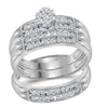 10k White Gold His Hers Round Diamond Cluster Matching Wedding Set 5/8 Cttw