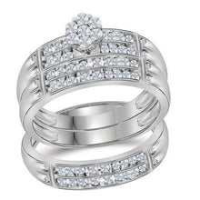  10k White Gold His Hers Round Diamond Cluster Matching Wedding Set 5/8 Cttw