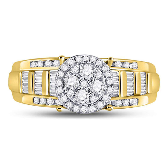 10k Yellow Gold Round Diamond Cluster Bridal Wedding Engagement Ring 1/2 Cttw