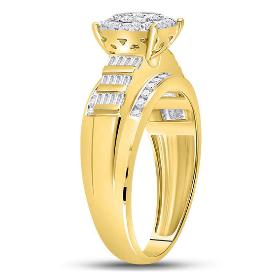 10k Yellow Gold Round Diamond Cluster Bridal Wedding Engagement Ring 1/2 Cttw
