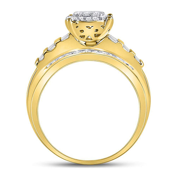 10k Yellow Gold Round Diamond Cluster Bridal Wedding Engagement Ring 1/2 Cttw