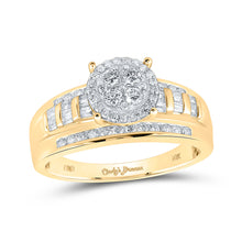  10k Yellow Gold Round Diamond Cluster Bridal Wedding Engagement Ring 1/2 Cttw
