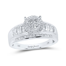  10k White Gold Round Diamond Cluster Bridal Wedding Engagement Ring 1/2 Cttw