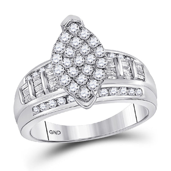 10k White Gold Round Diamond Oval Bridal Wedding Engagement Ring 1/2 Cttw