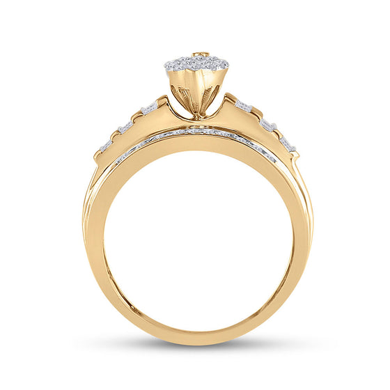 10k Yellow Gold Round Diamond Oval Cluster Bridal Wedding Engagement Ring 1/2 Cttw