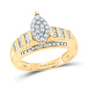 10k Yellow Gold Round Diamond Oval Cluster Bridal Wedding Engagement Ring 1/2 Cttw