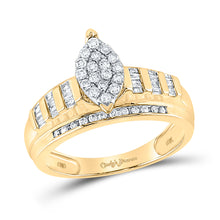  10k Yellow Gold Round Diamond Oval Cluster Bridal Wedding Engagement Ring 1/2 Cttw