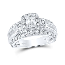  14k White Gold Emerald Diamond Halo Bridal Wedding Ring Band Set 2-1/2 Cttw