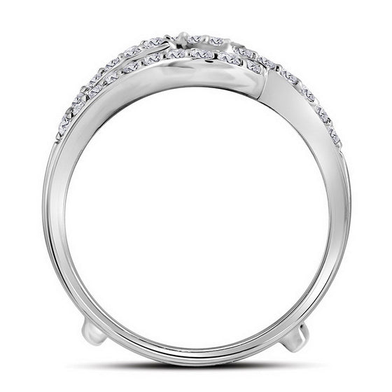 14k White Gold Womens Round Diamond Wedding Wrap Ring Guard Enhancer 3/4 Cttw