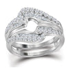14k White Gold Womens Round Diamond Wedding Wrap Ring Guard Enhancer 3/4 Cttw
