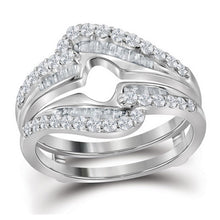  14k White Gold Womens Round Diamond Wedding Wrap Ring Guard Enhancer 3/4 Cttw