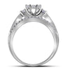 10k White Gold Round Diamond Cluster Bridal Wedding Engagement Ring 1 Cttw
