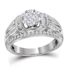 10k White Gold Round Diamond Cluster Bridal Wedding Engagement Ring 1 Cttw