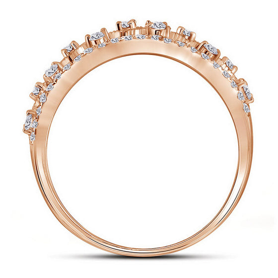 10k Rose Gold Womens Round Diamond Roped Woven Band Ring 1/2 Cttw