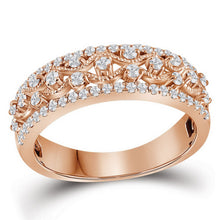  10k Rose Gold Womens Round Diamond Roped Woven Band Ring 1/2 Cttw