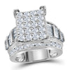 10k White Gold Round Diamond Cluster Bridal Wedding Engagement Ring 3 Cttw