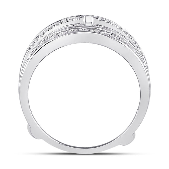 14k White Gold Womens Round Diamond Wrap Ring Guard Enhancer 1/2 Cttw