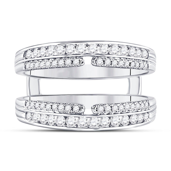 14k White Gold Womens Round Diamond Wrap Ring Guard Enhancer 1/2 Cttw