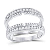 14k White Gold Womens Round Diamond Wrap Ring Guard Enhancer 1/2 Cttw