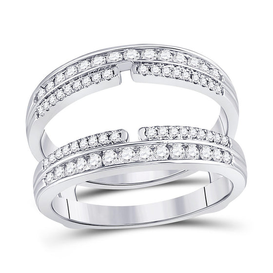 14k White Gold Womens Round Diamond Wrap Ring Guard Enhancer 1/2 Cttw