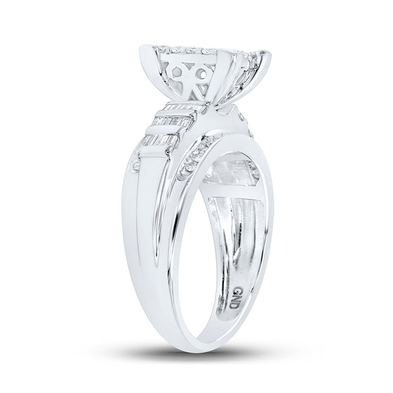 10k White Gold Round Diamond Bridal Wedding Engagement Ring 7/8 Cttw