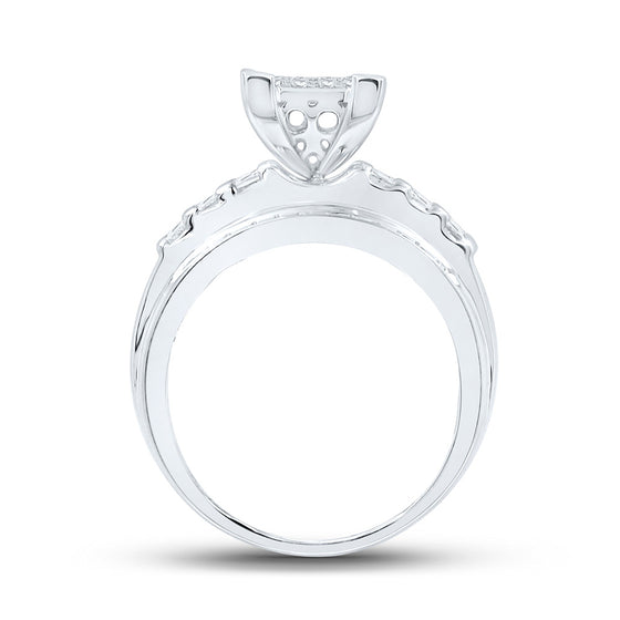 10k White Gold Round Diamond Bridal Wedding Engagement Ring 7/8 Cttw