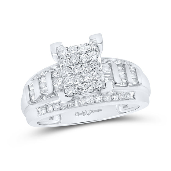 10k White Gold Round Diamond Bridal Wedding Engagement Ring 7/8 Cttw