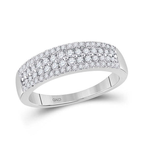 10k White Gold Womens Round Diamond Pave Band Ring 1/2 Cttw
