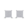 10k White Gold Womens Round Diamond Square Earrings 1/2 Cttw
