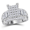 10k White Gold Princess Diamond Cluster Bridal Wedding Engagement Ring 1 Cttw