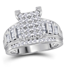  10k White Gold Princess Diamond Cluster Bridal Wedding Engagement Ring 1 Cttw
