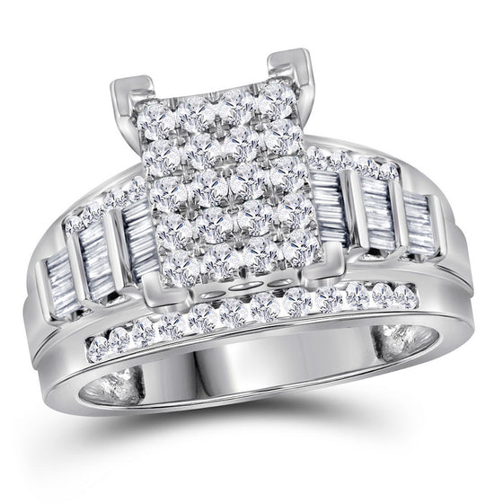 10k White Gold Princess Diamond Cluster Bridal Wedding Engagement Ring 1 Cttw