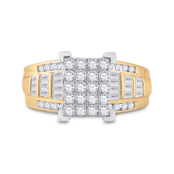 10k Yellow Gold Round Diamond Cluster Bridal Wedding Engagement Ring 1 Cttw