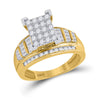 10k Yellow Gold Round Diamond Cluster Bridal Wedding Engagement Ring 1 Cttw