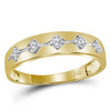 10k Yellow Gold His Hers Round Diamond Cluster Matching Wedding Set 3/4 Cttw