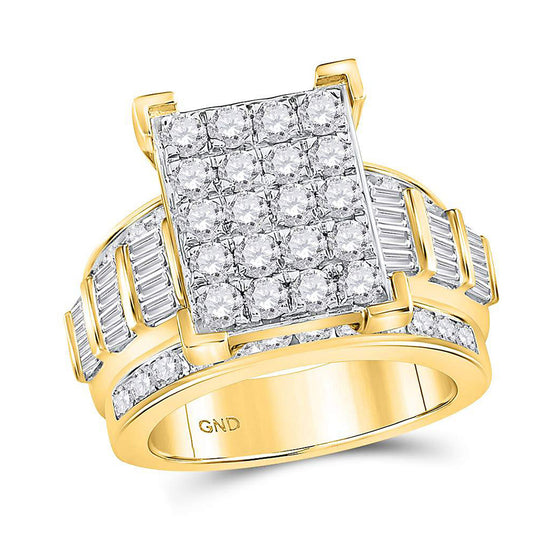 10k Yellow Gold Round Diamond Cluster Bridal Wedding Engagement Ring 3 Cttw