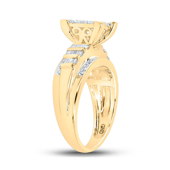 10k Yellow Gold Round Diamond Bridal Wedding Engagement Ring 7/8 Cttw