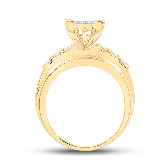 10k Yellow Gold Round Diamond Bridal Wedding Engagement Ring 7/8 Cttw