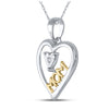 Sterling Silver Womens Round Diamond Heart Mom Pendant .02 Cttw