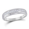 10k White Gold Womens Princess Diamond Single Row Wedding Band 1/4 Cttw