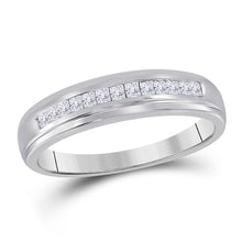  10k White Gold Womens Princess Diamond Single Row Wedding Band 1/4 Cttw